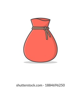Illustration des Vektorbildes "Tied Sack". Sack flaches Symbol. Beutel-Symbol