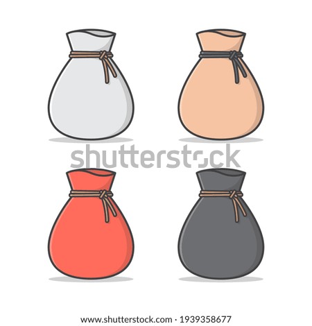Tied Sack Vector Icon Illustrations. Sack Flat Icon. Bag Icons