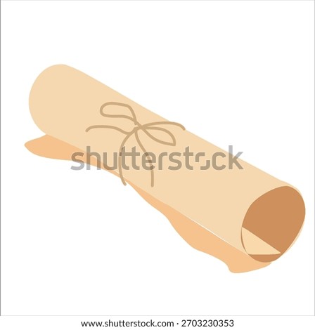 tied scroll. Illustration of an old roll of paper tied with string