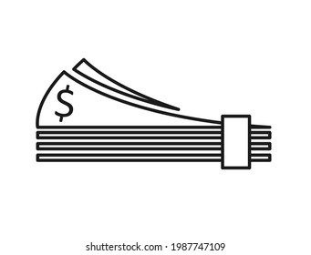 Tied stack of banknotes icon