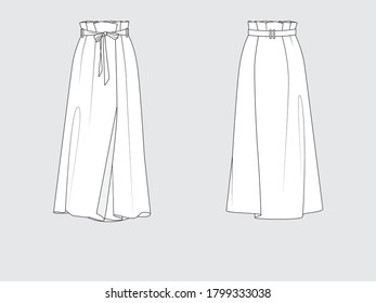 tied waist skirt, front and back, drawing pattern with vector illustration