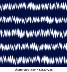 Tie-dye design with navy and white stripes. Editable vector seamless pattern repeat.