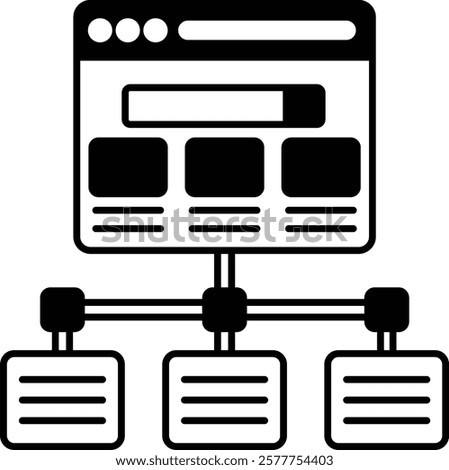 tier link building vector icon design, Web hosting service Symbol, Computing machines Sign, Internet Application Management stock illustration, Website Silo structures concept