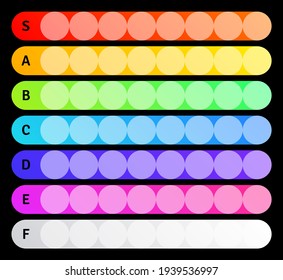 Tier list. Vertical colorful list of categories. Comparative rating. Vector illustration