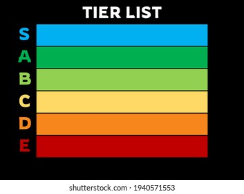 Tier list. Vertical colorful list of categories. Comparative rating. Vector illustration