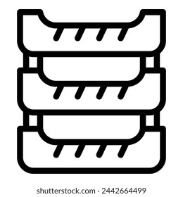Tier paper tray icon outline vector. Documents organizer. Workplace repository equipment