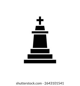 Tiered base tower topped with cross symbol in classic architectural style