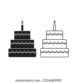 tiered birthday cake flat icon vector