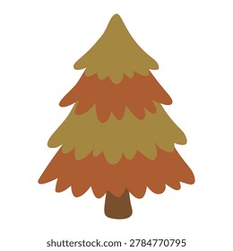Tiered brown conifer tree layered needle canopy forest wood plant asset flat vector