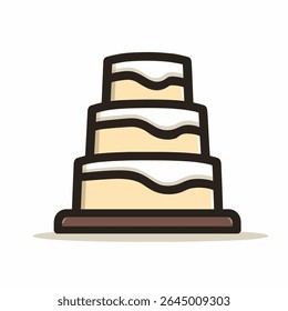 Tiered cake icon displays dessert confectionery design illustration