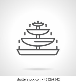 Tiered chocolate fountain. Sweet food and decoration, party dessert and romantic celebration. Simple line vector icon