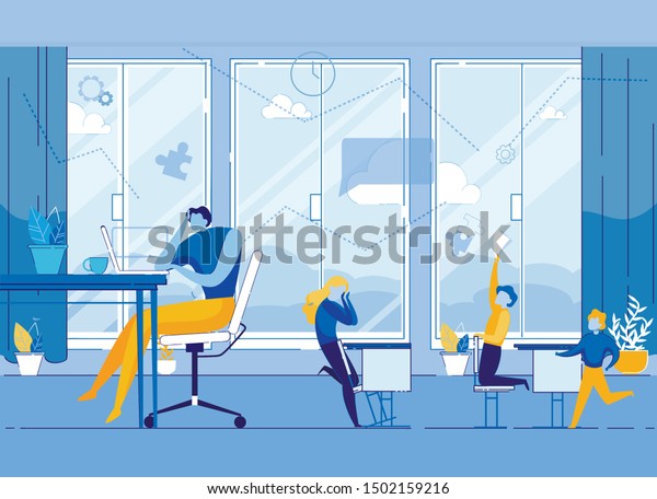 Tiered Father Teacher Sitting Table While Stock Vector Royalty