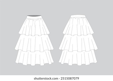 Tiered Frill Midi skirt ruffled skirtTiered Frill skirt vector