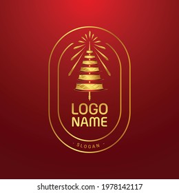 Tiered gold shop red background