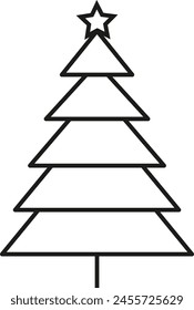 Tiered line art Christmas tree with a bright star