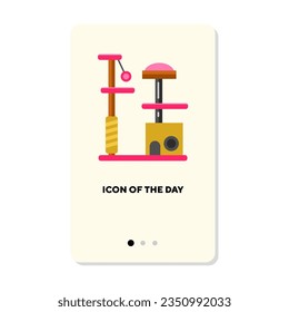 Tiered playground with scratching post on white background. Cat stuff cartoon illustration. Pets and animals concept. Vector illustration symbol elements for web design and apps