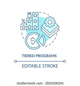 Tiered programs blue concept icon. Different levels of loyalty program abstract idea thin line illustration. Various ranks of service. Vector isolated outline color drawing. Editable stroke