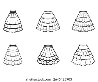tiered skirt sketch icon line art  vector- illustration 