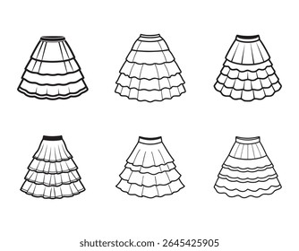 tiered skirt sketch icon line art  vector- illustration 
