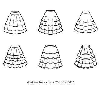 tiered skirt sketch icon line art  vector- illustration 