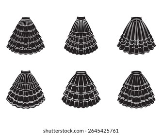 tiered skirt sketch icon silhouette vector- illustration 