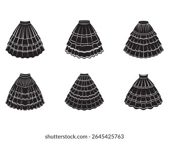 tiered skirt sketch icon silhouette vector- illustration 