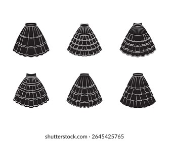 tiered skirt sketch icon silhouette vector- illustration 