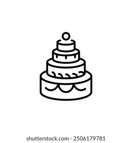 Tiered wedding cake icon. Simple tiered wedding cake icon with decorative elements for social media, app, and web design. Vector illustration.