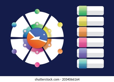 Tierra de Fuego Flag with Infographic Design Incorporate with divided round shape. Vector illustration.