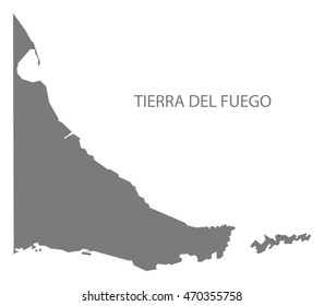 Tierra del Fuego Argentina Map grey