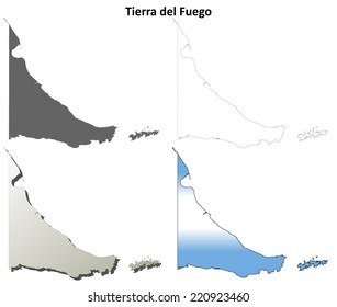 Tierra del Fuego blank outline map set