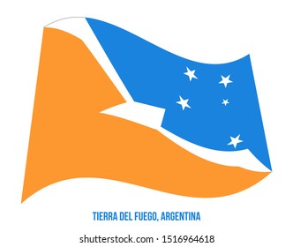 Tierra Del Fuego Flag Waving Vector Illustration on White Background. Flag of Argentina Provinces.