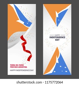 Tierra del Fuego province Argentina Happy independence day Confetti Celebration Background Vertical Banner set