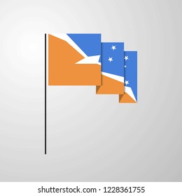 Tierra del Fuego province Argentina waving Flag creative background