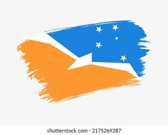 Tierra del Fuego Province, Argentina flag made in textured brush stroke. Patriotic country flag on white background