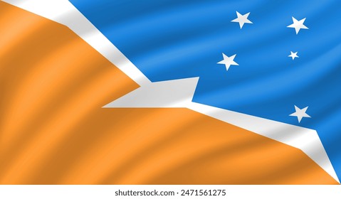 Tierra del Fuego Province Argentina flag waving. Background. Vector