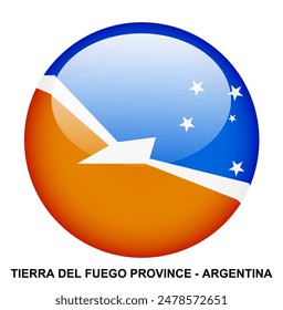 TIERRA DEL FUEGO PROVINCE - ARGENTINA flag button on white background