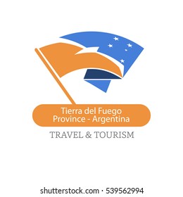 Tierra del Fuego province Argentina The Travel Destination logo - Vector travel company logo design - Country Flag Travel and Tourism concept t shirt graphics - vector illustration