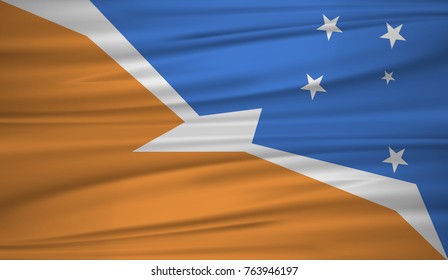 Tierra del Fuego Province flag vector. Vector flag of Tierra del Fuego Province blowig in the wind. EPS 10.