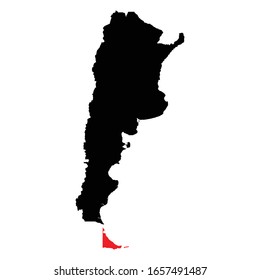 Tierra Del Fuego province highlighted on Argentina map Vector EPS 10