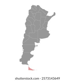 Tierra del Fuego Province map, administrative division of Argentina. Vector illustration.