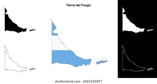 Tierra del Fuego province outline map set