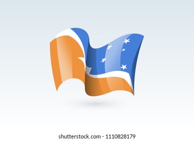 Tierra del Fuego Province waving flag vector icon, national symbol. Flag of Tierra del Fuego Province, fluttered in the wind - vector illustration isolated on white background.