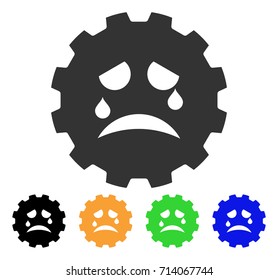 Tiers Smiley Gear icon. Vector illustration style is a flat iconic tiers smiley gear symbol with black, gray, green, blue, yellow color variants. Designed for web and software interfaces.