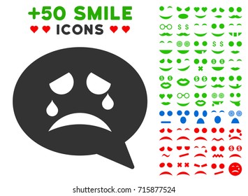 Tiers Smiley Message icon with bonus smile clip art. Vector illustration style is flat iconic elements for web design, app user interfaces.