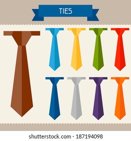Ties colored templates for your design in flat style.