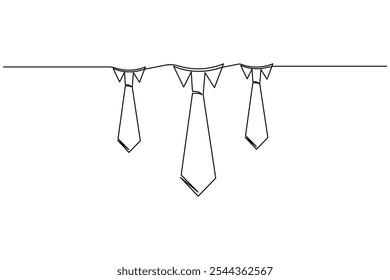 Ties continuous line drawing of isolate outline simple vector icon