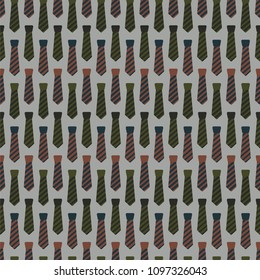 Ties Seamless Pattern - Orange and green striped ties on gray background