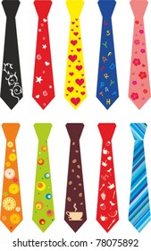 ties set isolated on White background. Vector illustration