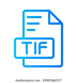 Tif Document file picture gradient icon. format file type icons symbol, Extension, type data, vector illustration.